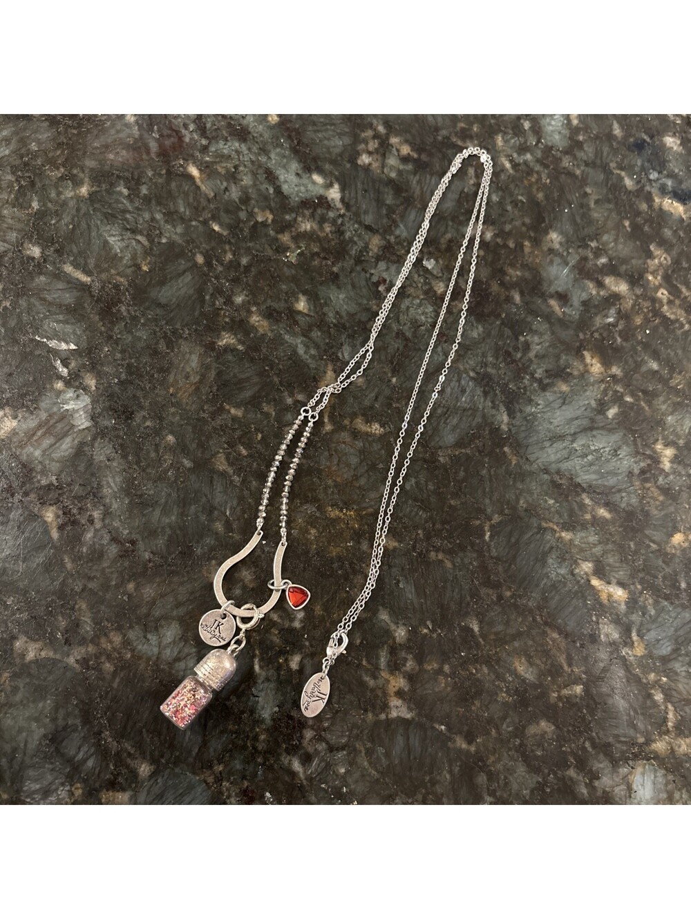 JK by thirty one Charm Necklace 32” With 3 Charms